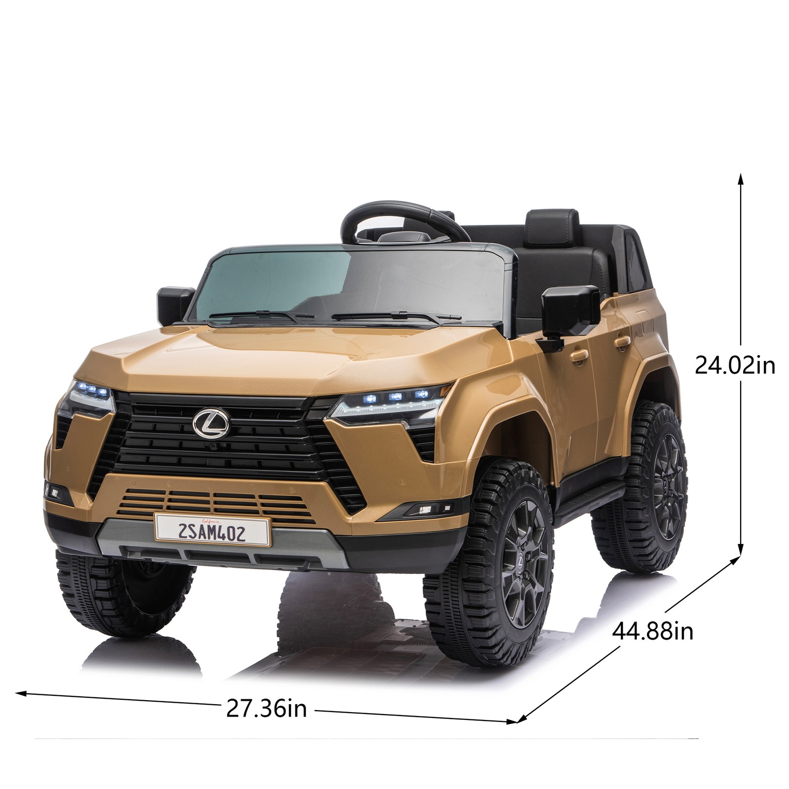 24V 2-Seater Kids Ride on Car w/ High Chassis Four-wheel Suspension LED light