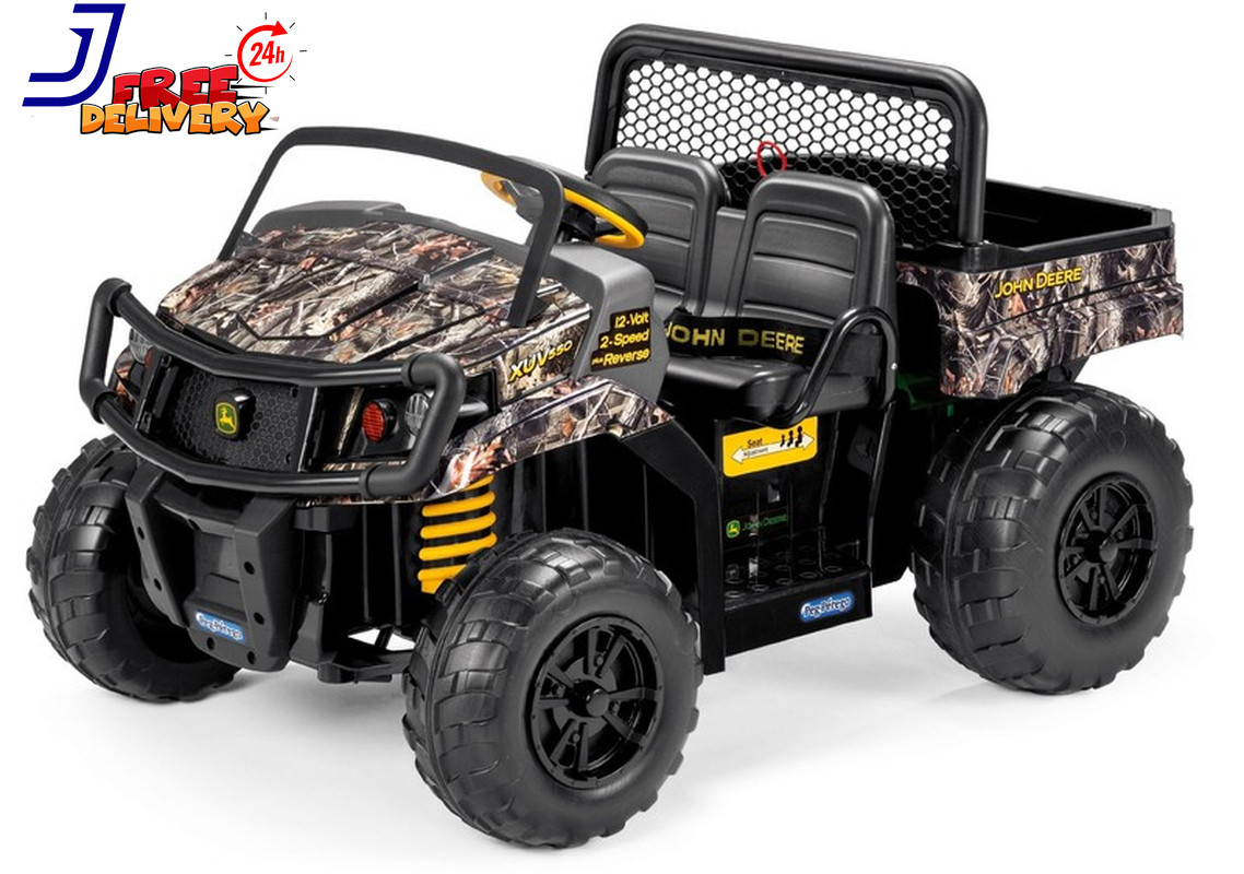 John Deere Camo Kids Ride-On Gator XUV Battery Powered Dump Bed Tailgate 3-8 Yrs