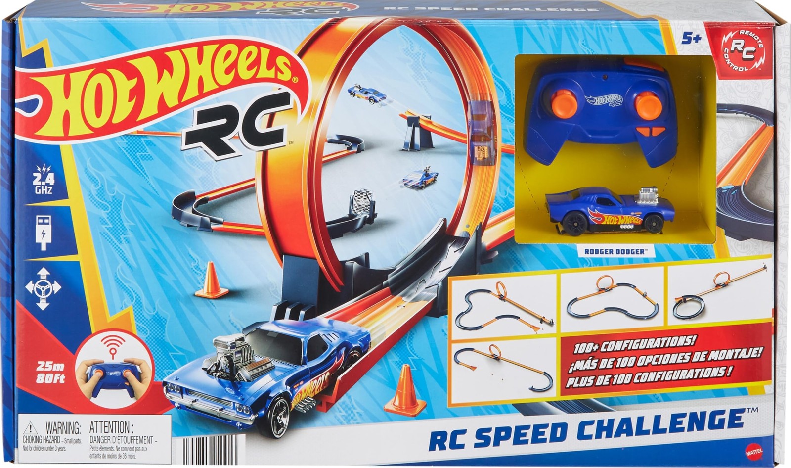 Hot Wheels Toy Car RC Set with 1:64 Scale Remote-Control Vehicle & 30+ Pieces…