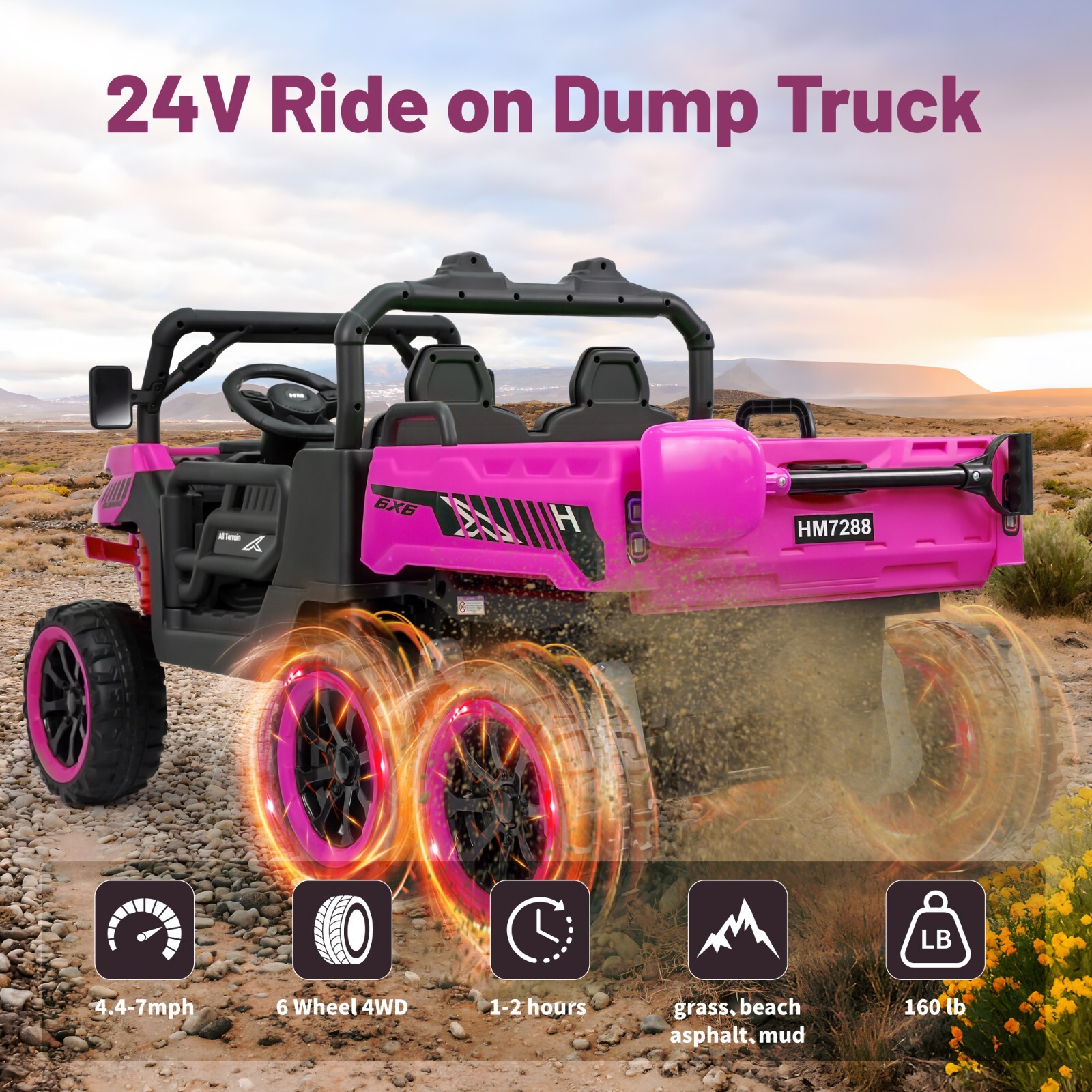 Pink 24V Kids Ride on Toy 2 Seater Electric Truck Power Wheels Car with Remote