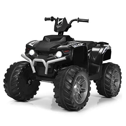 Kids ATV Battery Powered Electric Vehicle w/LED Lights – High & Low 12V – Black