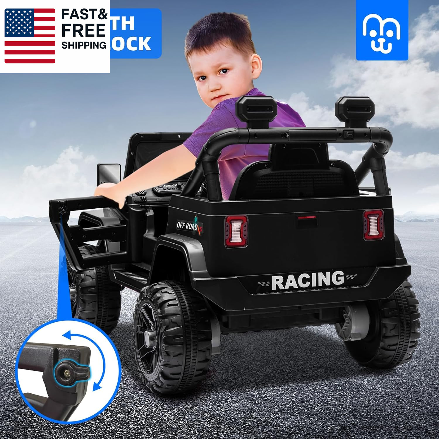 12V Kids Electric Ride on Truck Car Remote Control, Twin 35W Motors 3.5MPH Max