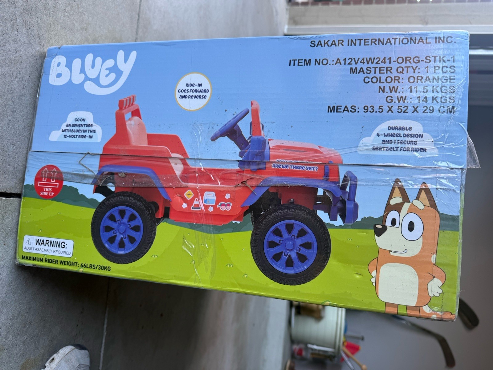 Bluey Ride On Jeep 4 Wheeler 12V Ride in W/Working Headlights! Brand New In Box