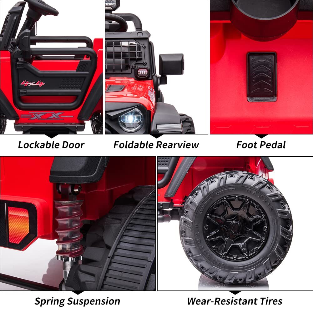☑️24V Kids Ride On Car with Remote Control 2 Seats 20“ Extra Large Seat Wide Tru