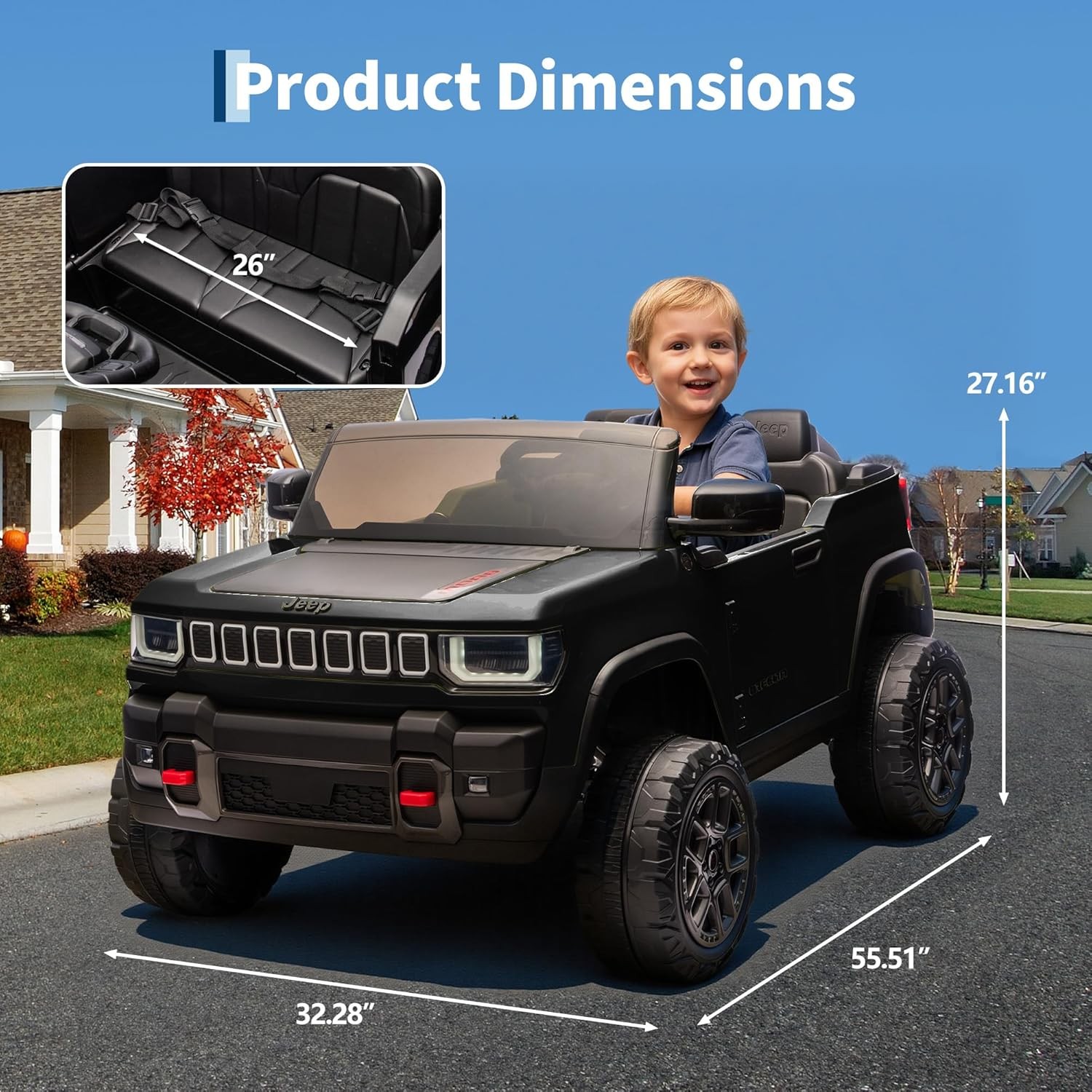 24V 2 Seater Kids Ride on Car Electric Truck Toys for Big Kids Ages 3-8