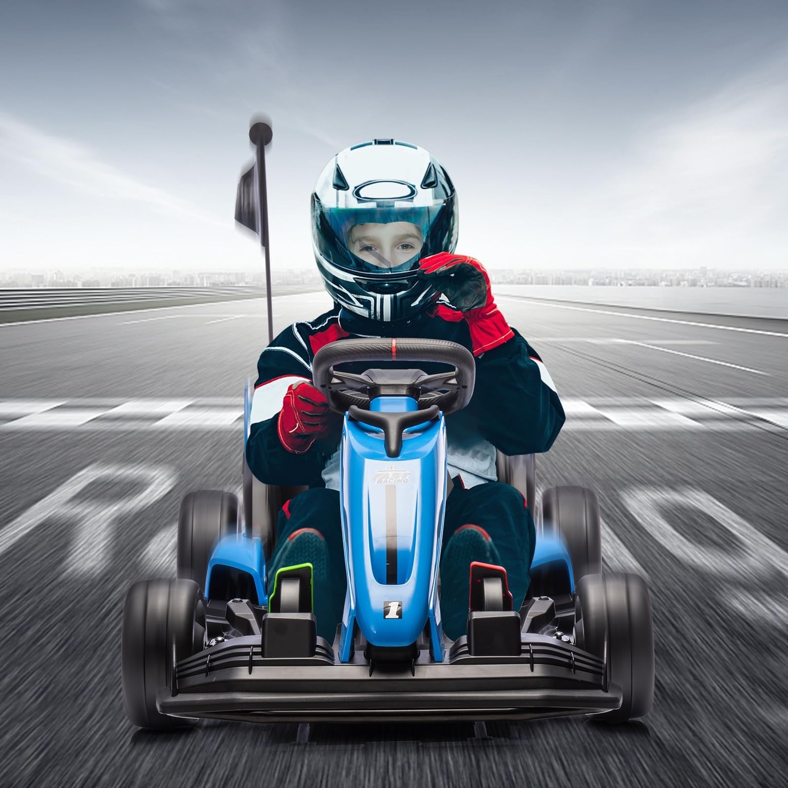 24V Electric Go Kart for Kids Drift Kart Outdoor Race Car Ride on Toy Drifting