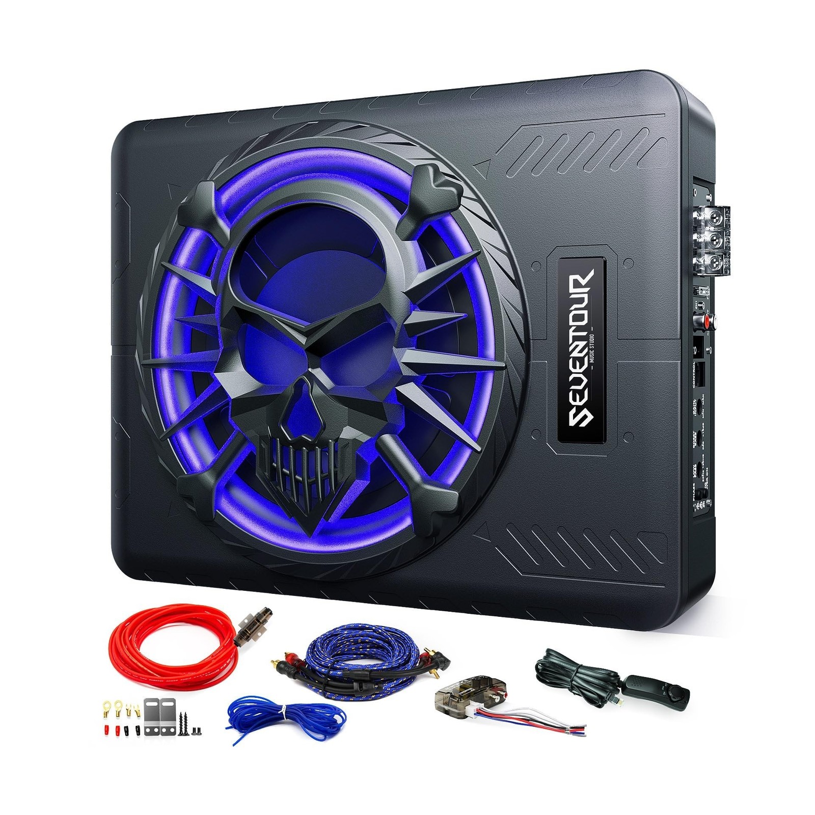10″ 1200W Slim Under Seat Powered Car Subwoofer, Car/Truck Audio Sub Built in…