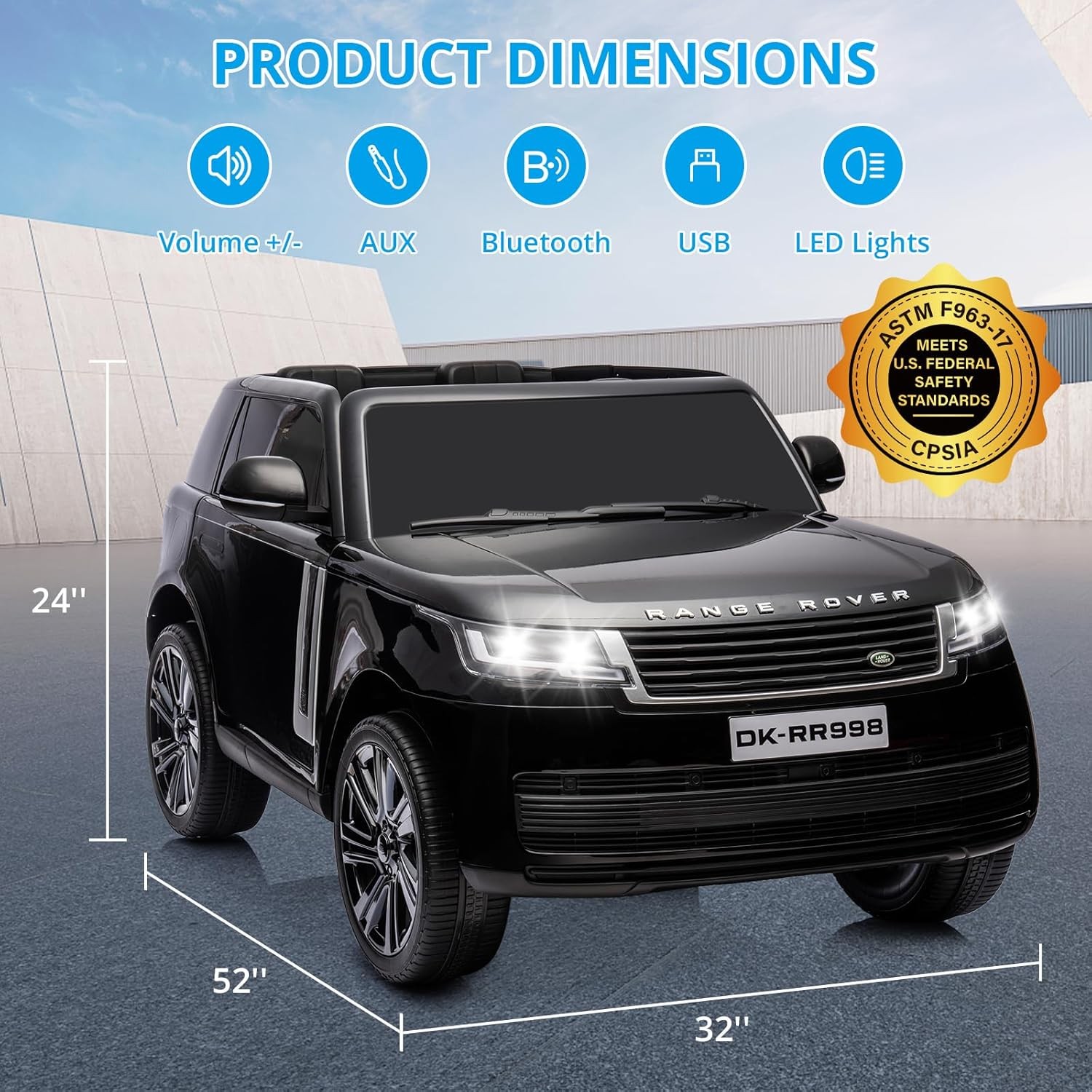 Licensed Land Rover 24V 2-Seater Electric Ride-On Car Dual Motor USB Music,Gifts
