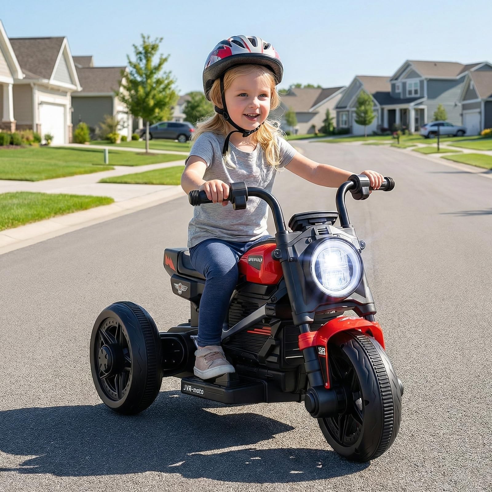 6V Electric Toddler Motorcycle Ride-On Toy, 3-Wheel Chopper with LED Lights & Mu