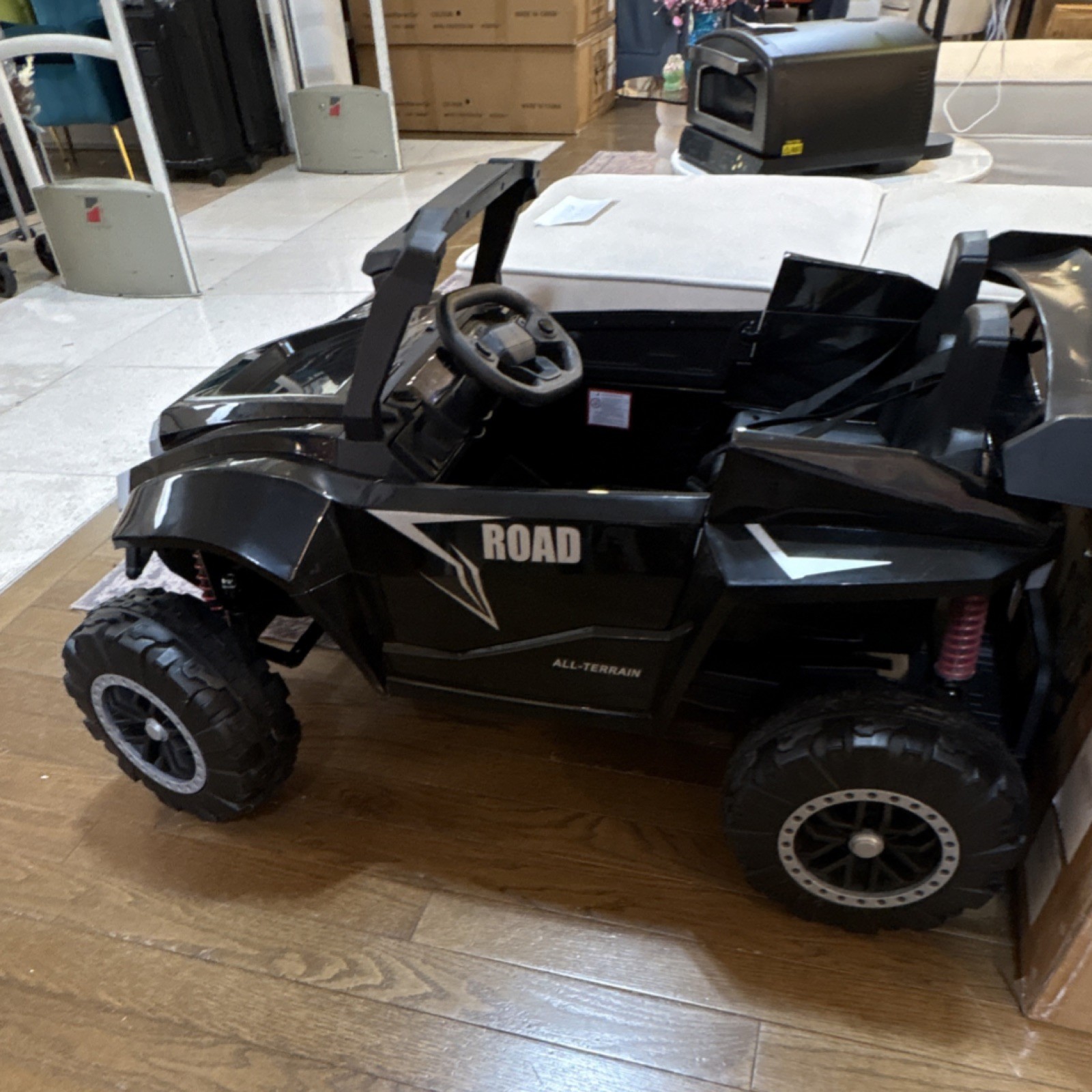 Black Battery Operated Ride-On Toy Car T118 All-Terrain for Ages 3-7