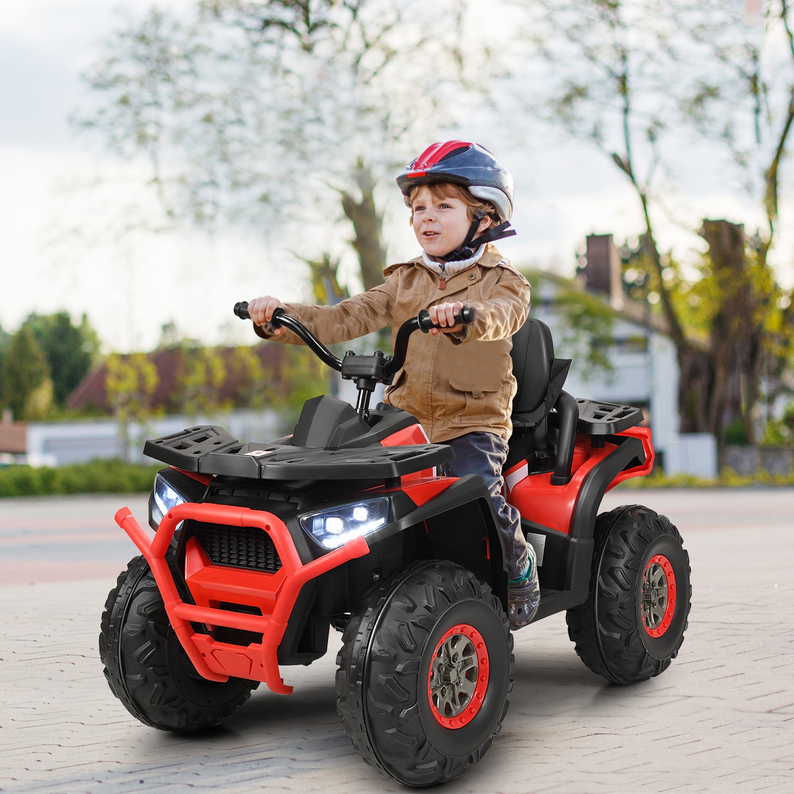 12V Kids Electric 4-Wheeler ATV Quad 2 Speeds Ride On Car w/MP3&LED Lights Red