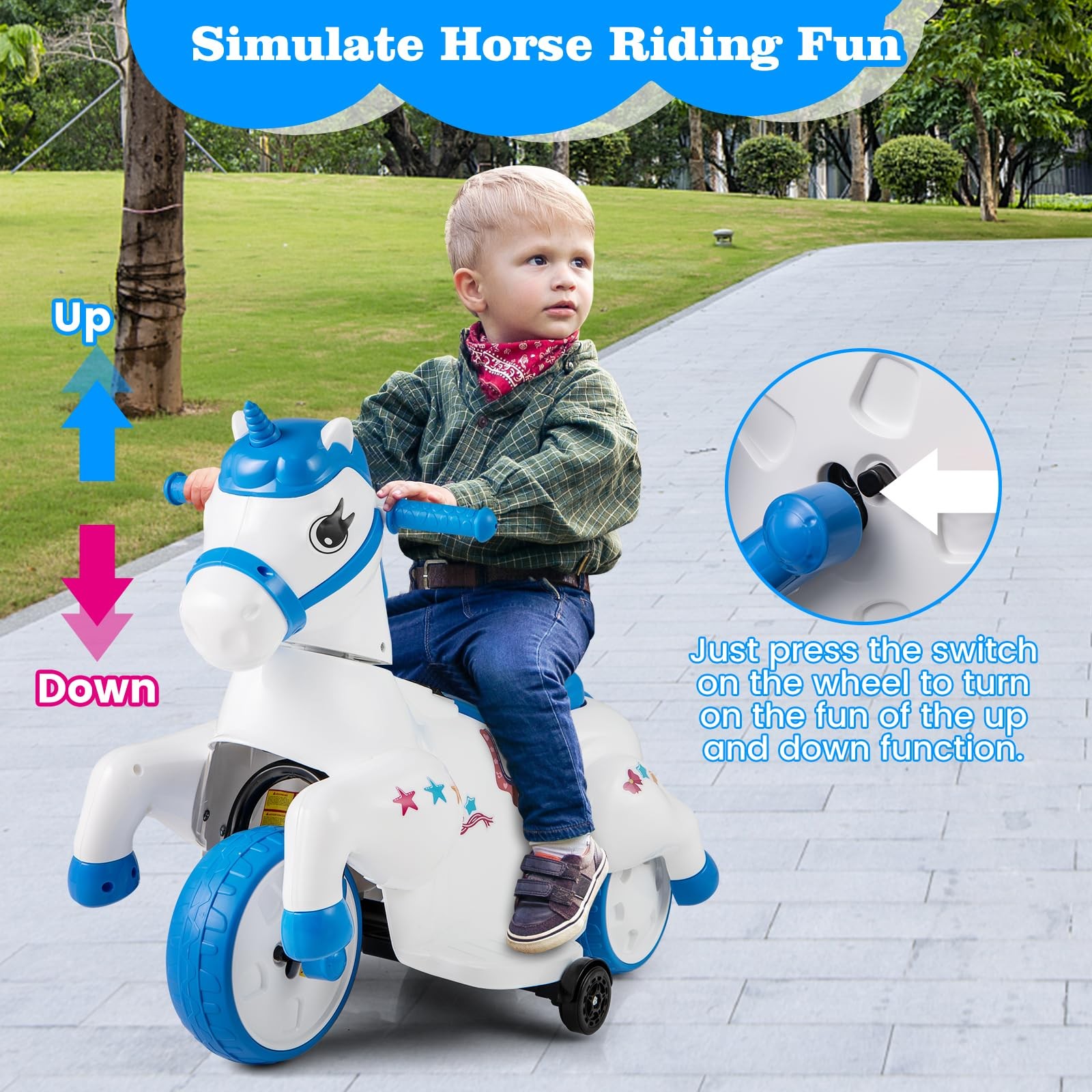 OLAKIDS 2 in 1 Ride on Motorcycle and Horse, Unicorn 6V Battery Powered Ride …