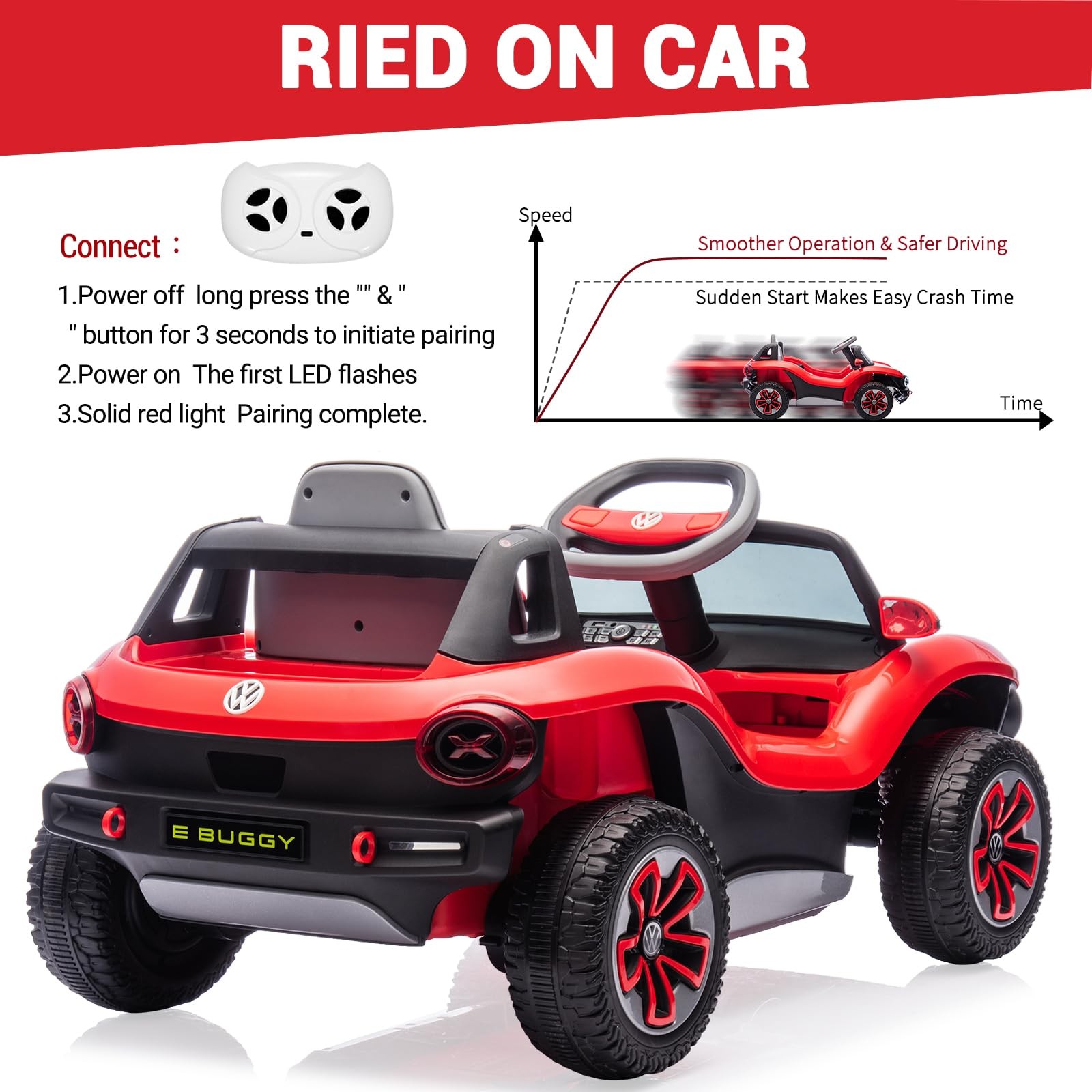 12V 7AH Ride On Car Toddler Electric Vehicle with Remote,Light, USB, Horn, Music
