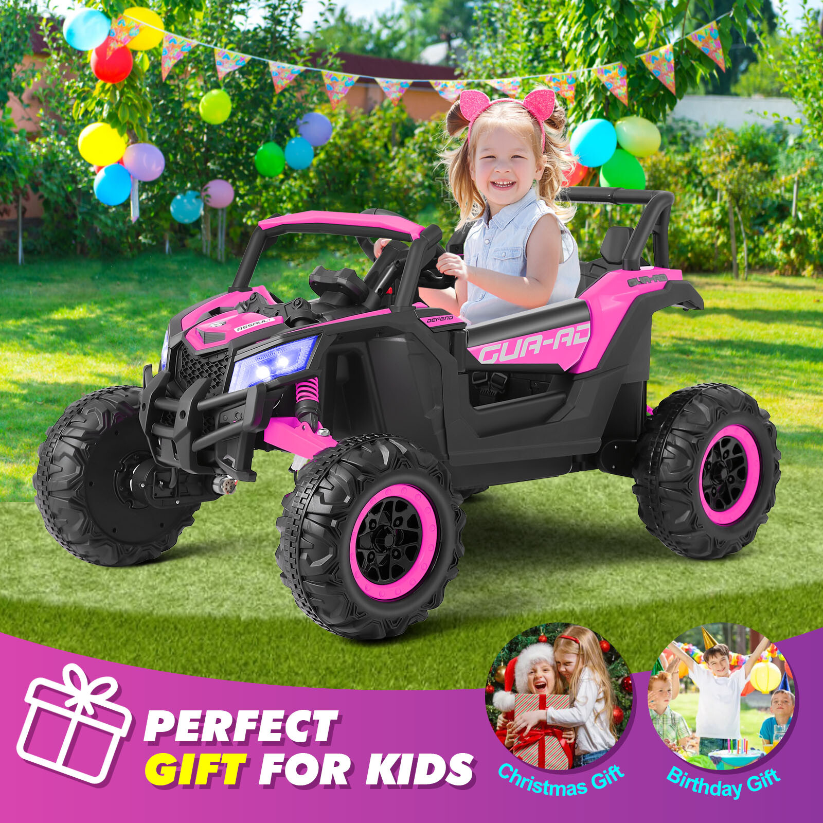 Pink 12V Battery Powered Kids Ride On UTV Vehicle Electric Off-Road Car w/Remote