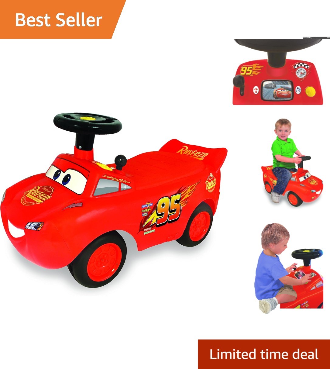 Large Lightning McQueen Racer Ride-On for Toddlers – Engaging Sounds & Lights