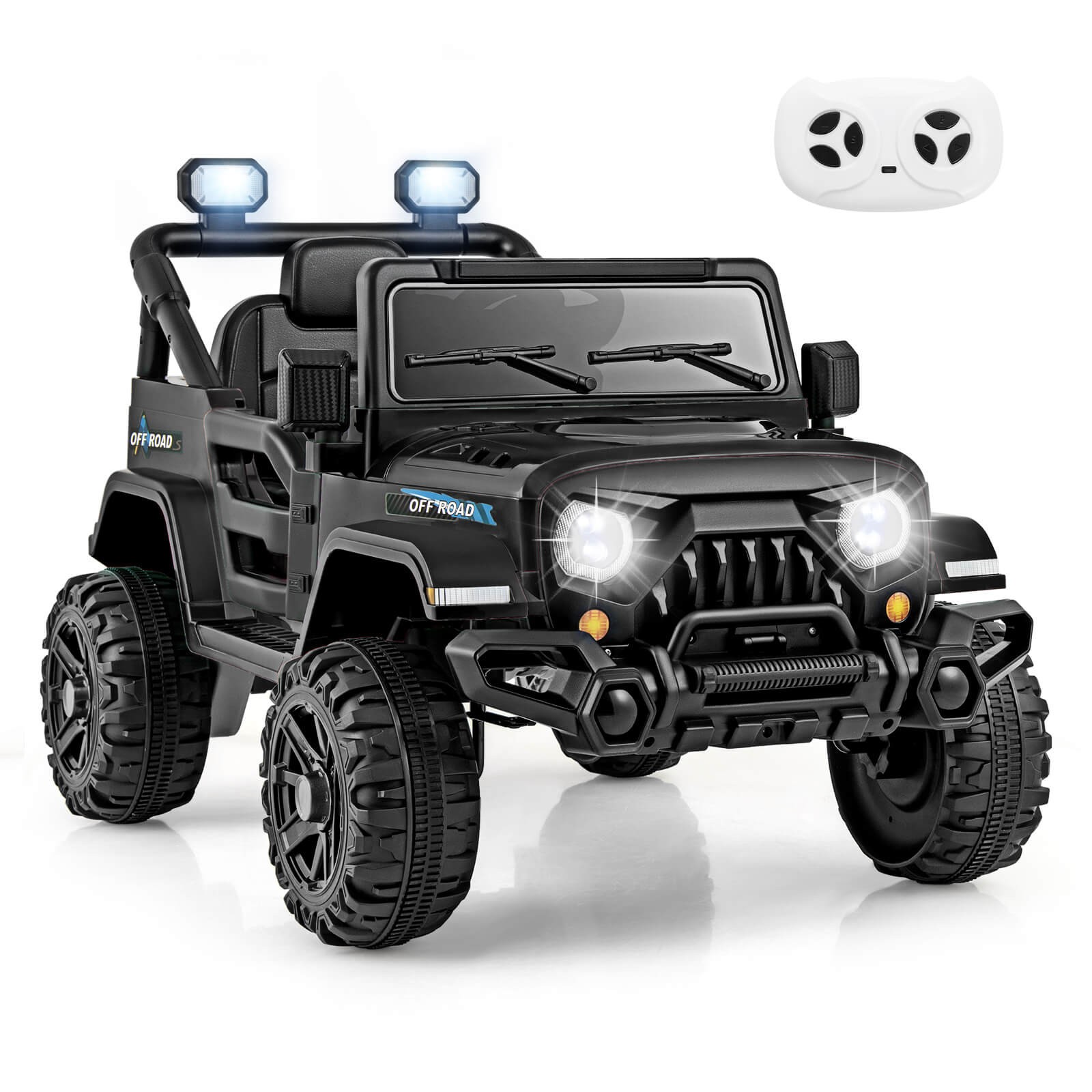 12V Kids Ride on Truck Car w/Remote Control, Threaded Wheels 3 Speeds LED Lights