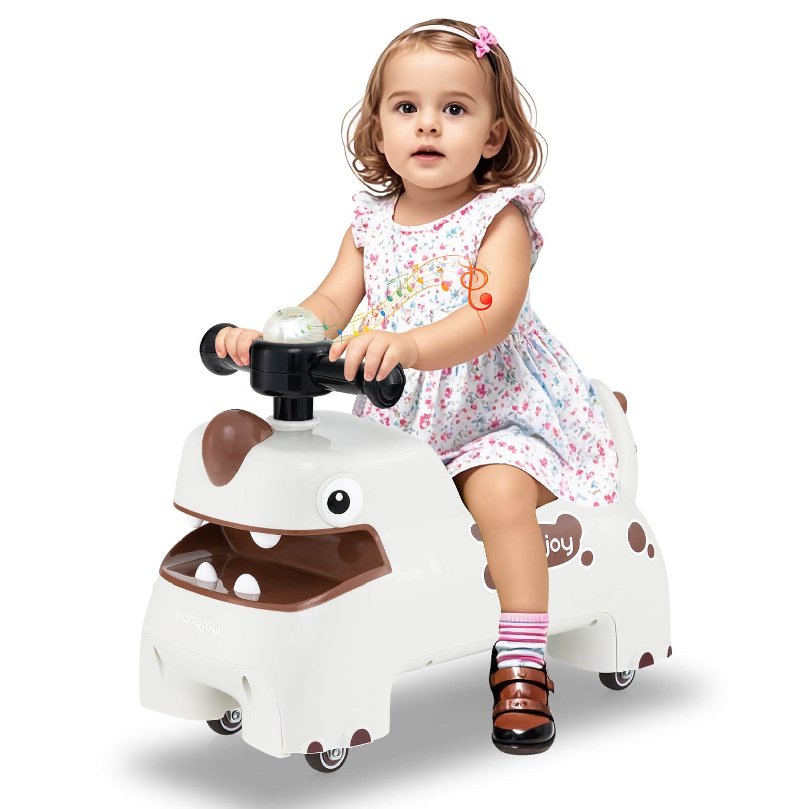 Ride on Toy Baby Dinosaur Sliding Car w/ 4 Universal Casters Under-Seat Storage