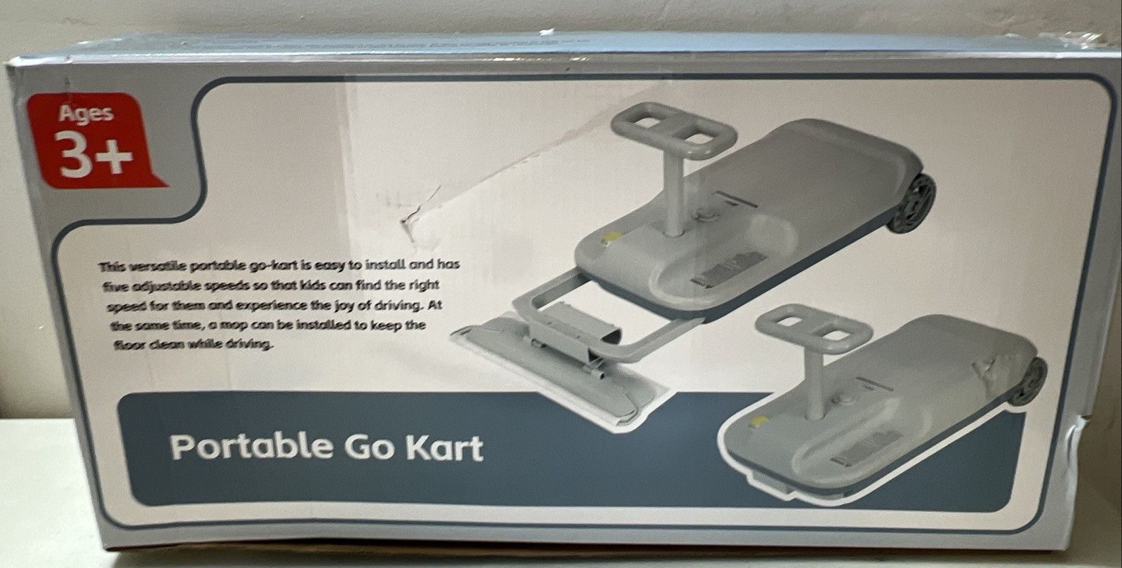 Portable Go Kart for Kids 3+ Versatile Attachable Mop 12V 5 Speeds NEW OPEN BOX