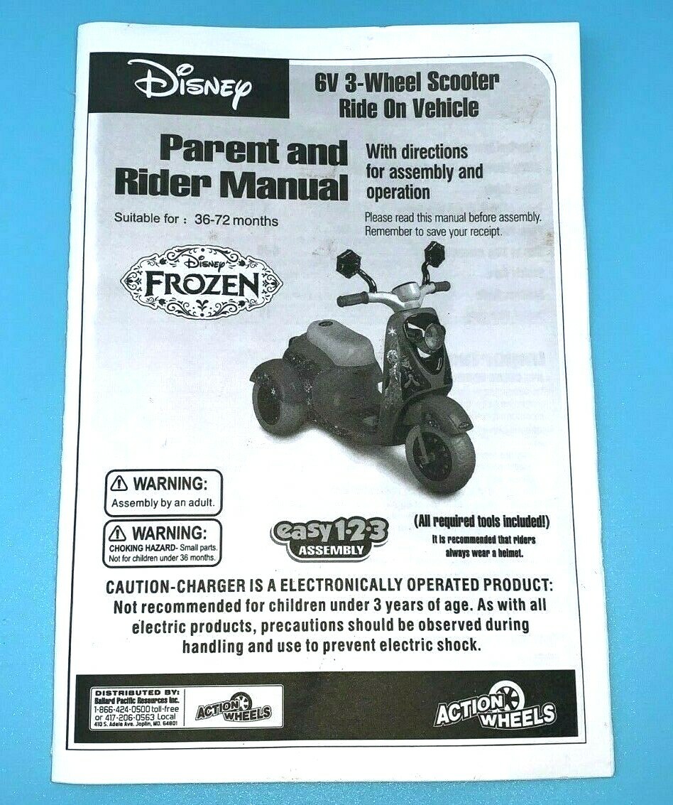 Action Wheels Disney Frozen Electric 3-Wheel Scooter INSTRUCTION MANUAL ONLY