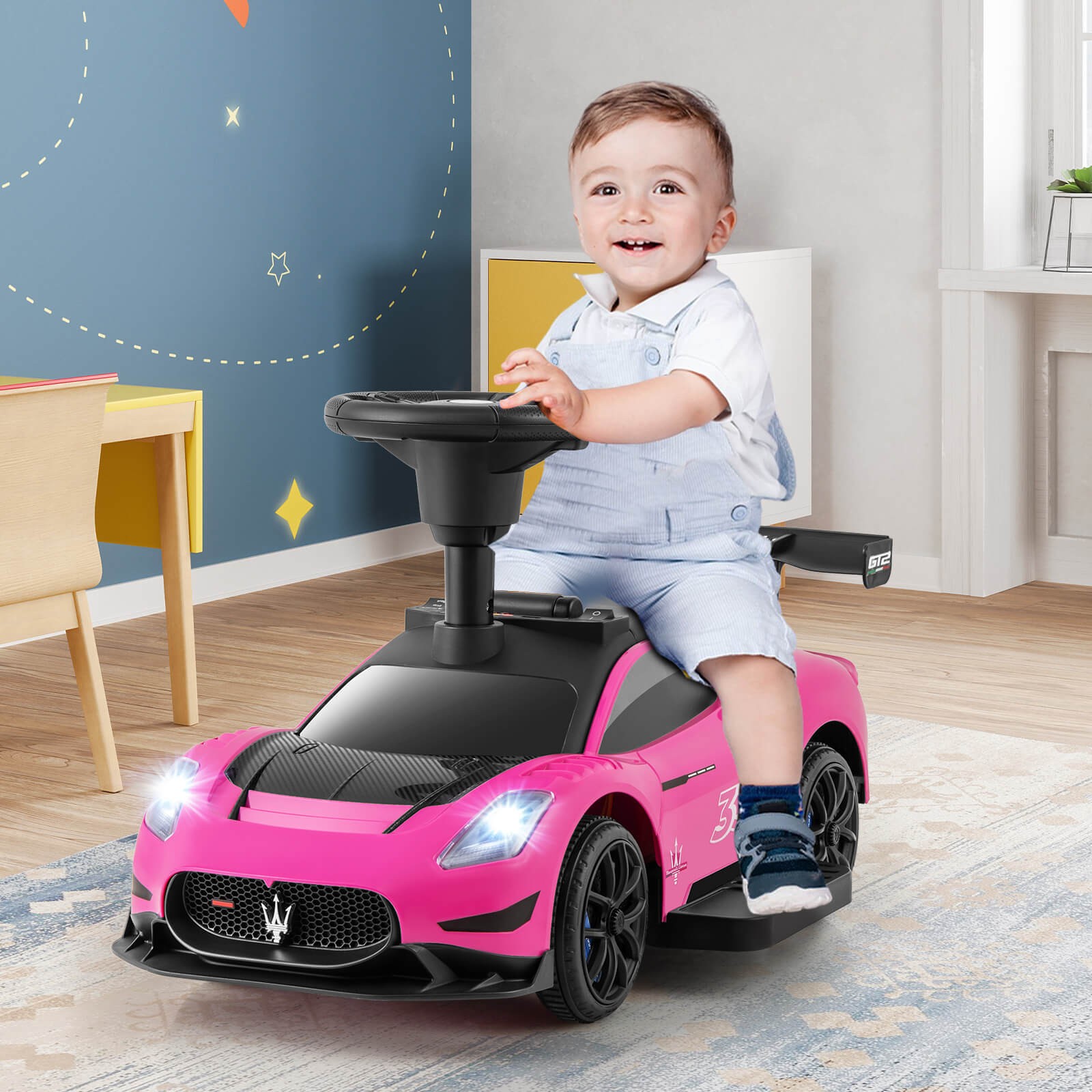 Electric Kids Ride on Push Car Maserati Licensed Foot to Floor Push Car w/Horn