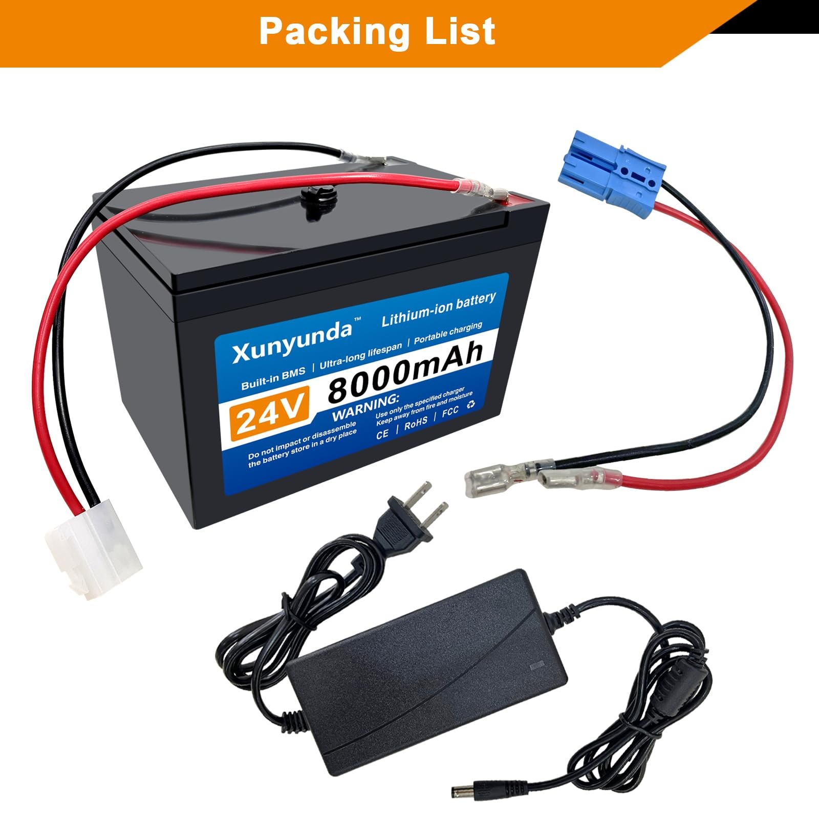 24V 8Ah Lithium Battery for Kids Ride-On Toys Includes 2A Charger/25A BMS,Compat