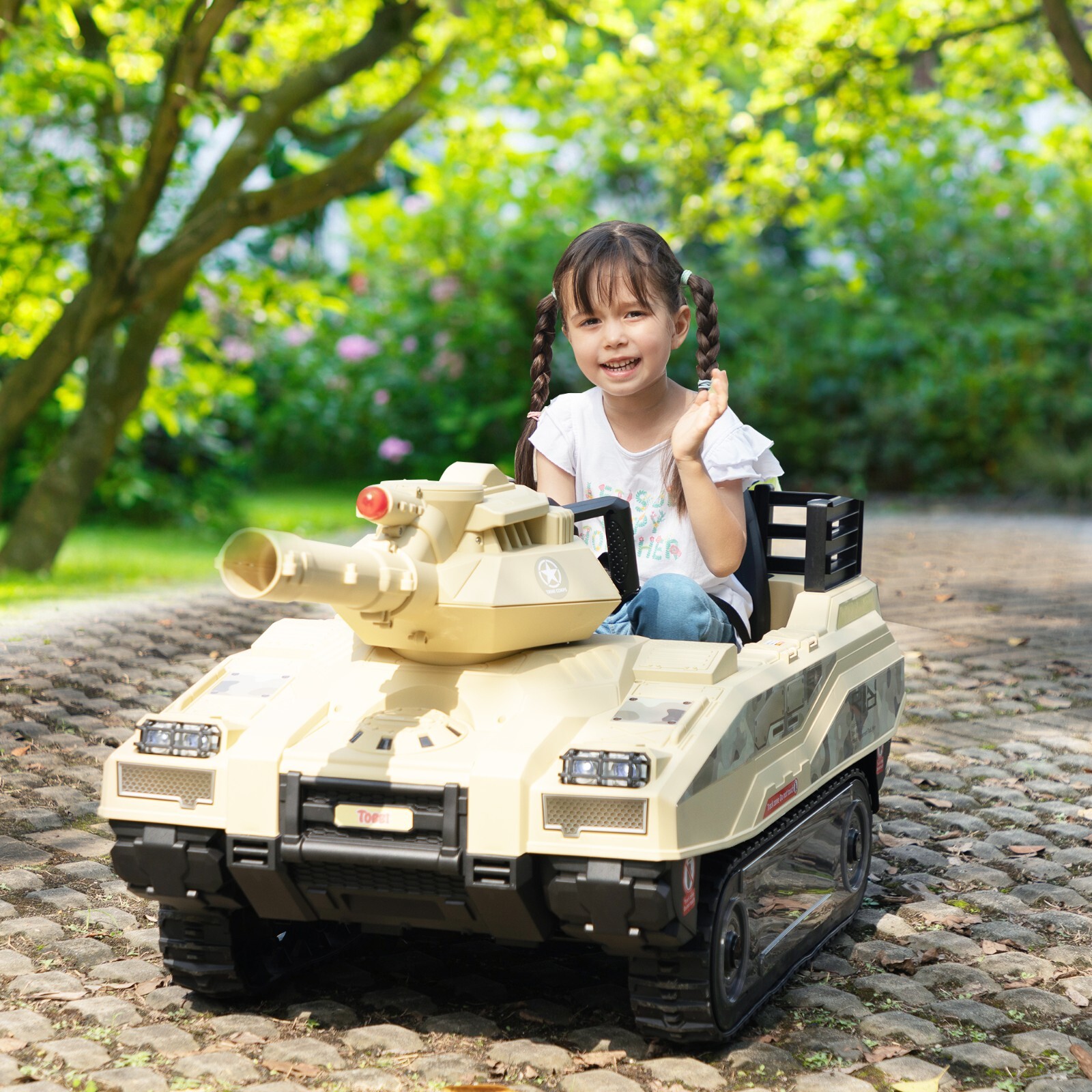 24V Kids Electric Tank Ride-On Power Remote Control Tank Car w/ 360° Spin