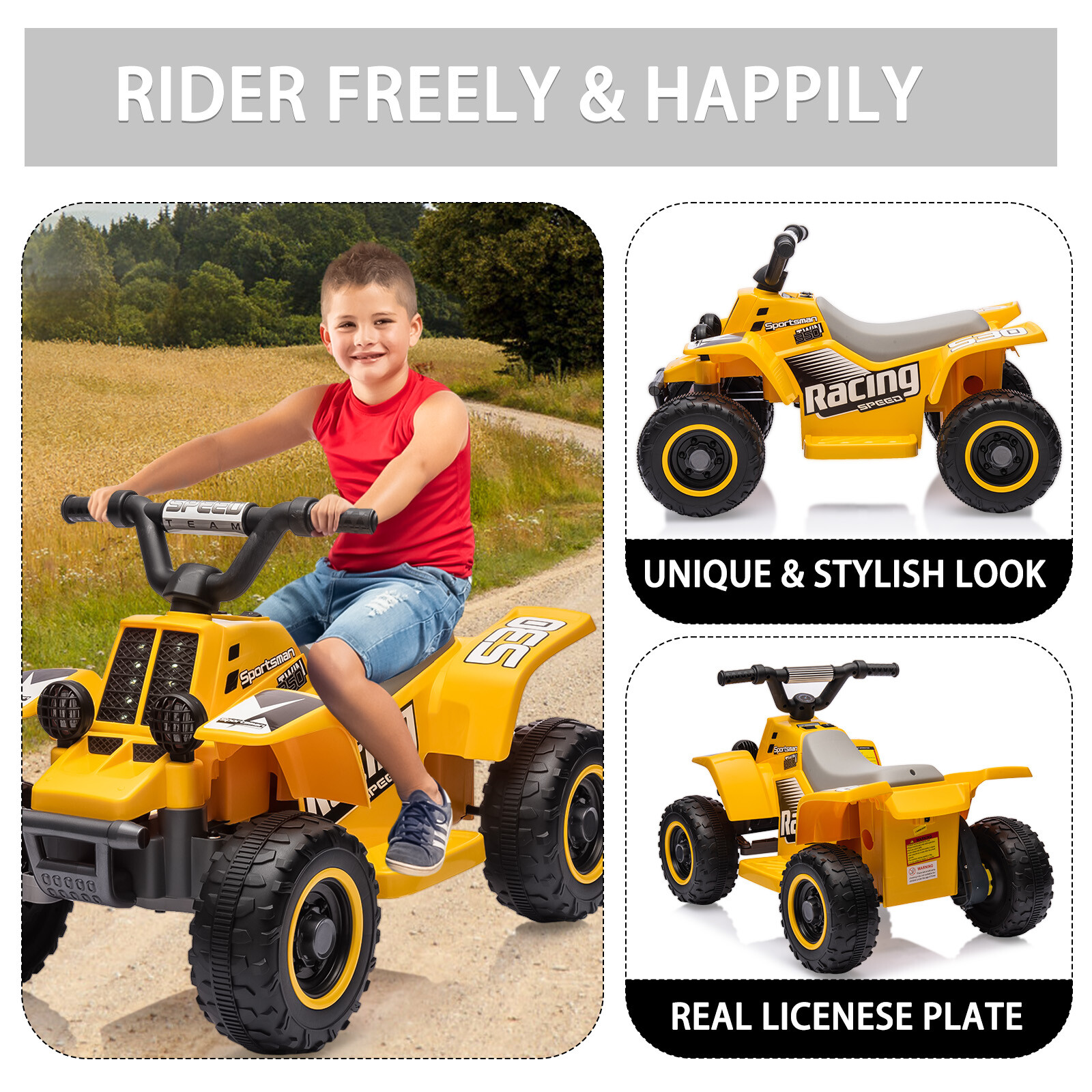 Electric Ride On 6V Kids ATV 4 Wheeler W/Led Lights for Toddlers Aged 1-3 Years