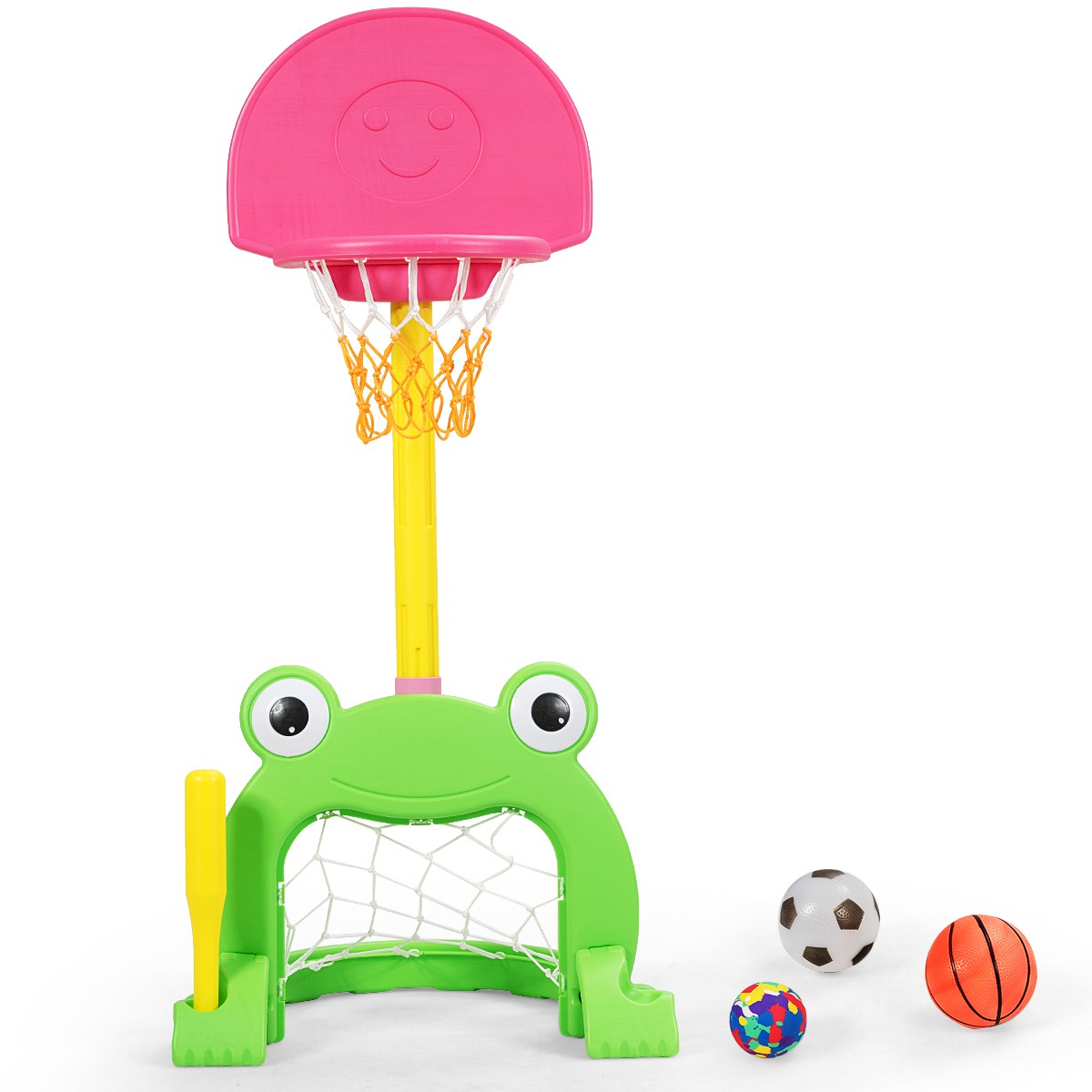 3-in-1 Kids Basketball Hoop Set Stand Adjustable Sports Activity Center w/ Balls