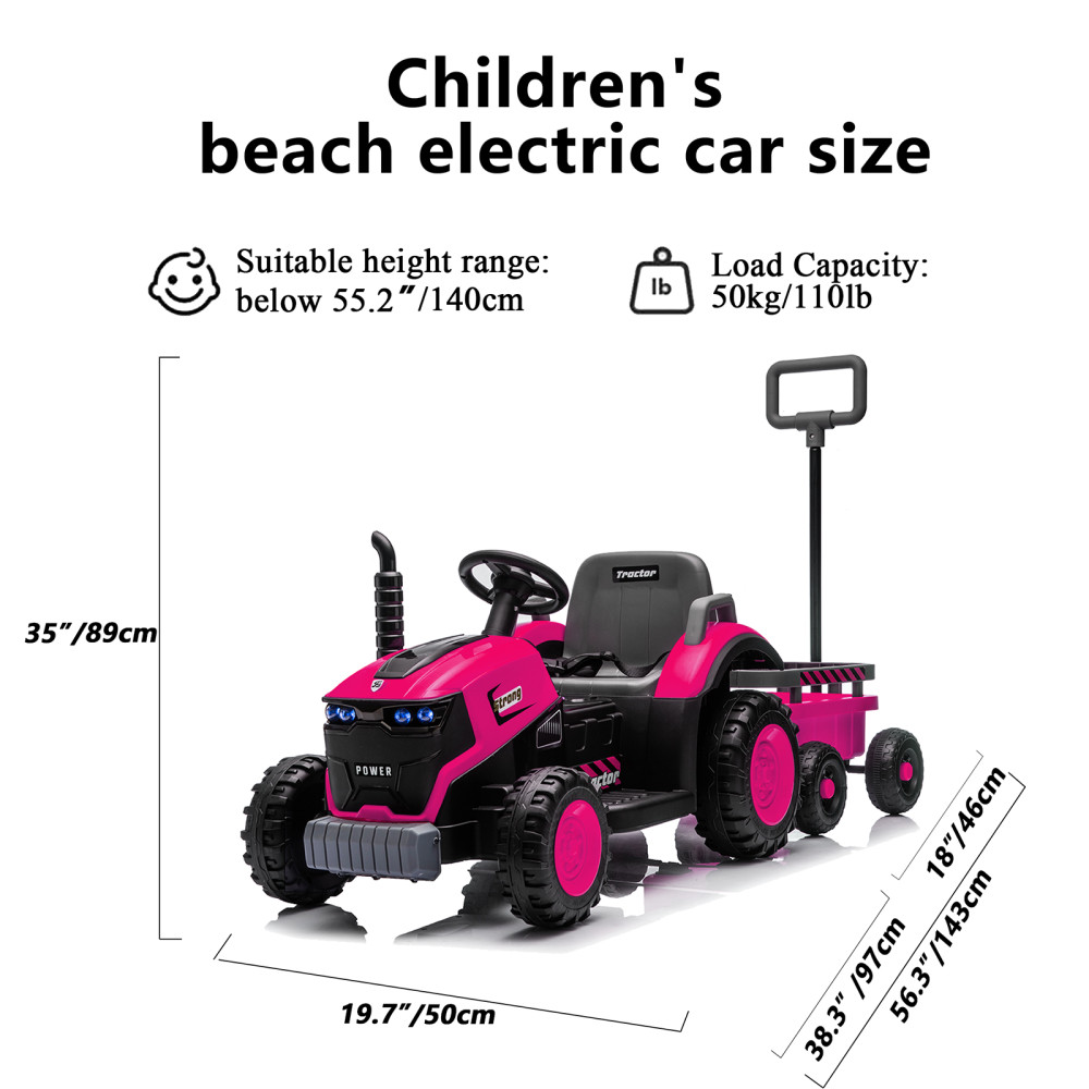 Kids Electric Ride On Tractor Trailer 12V Powered Children Farm Tractor Toy Car