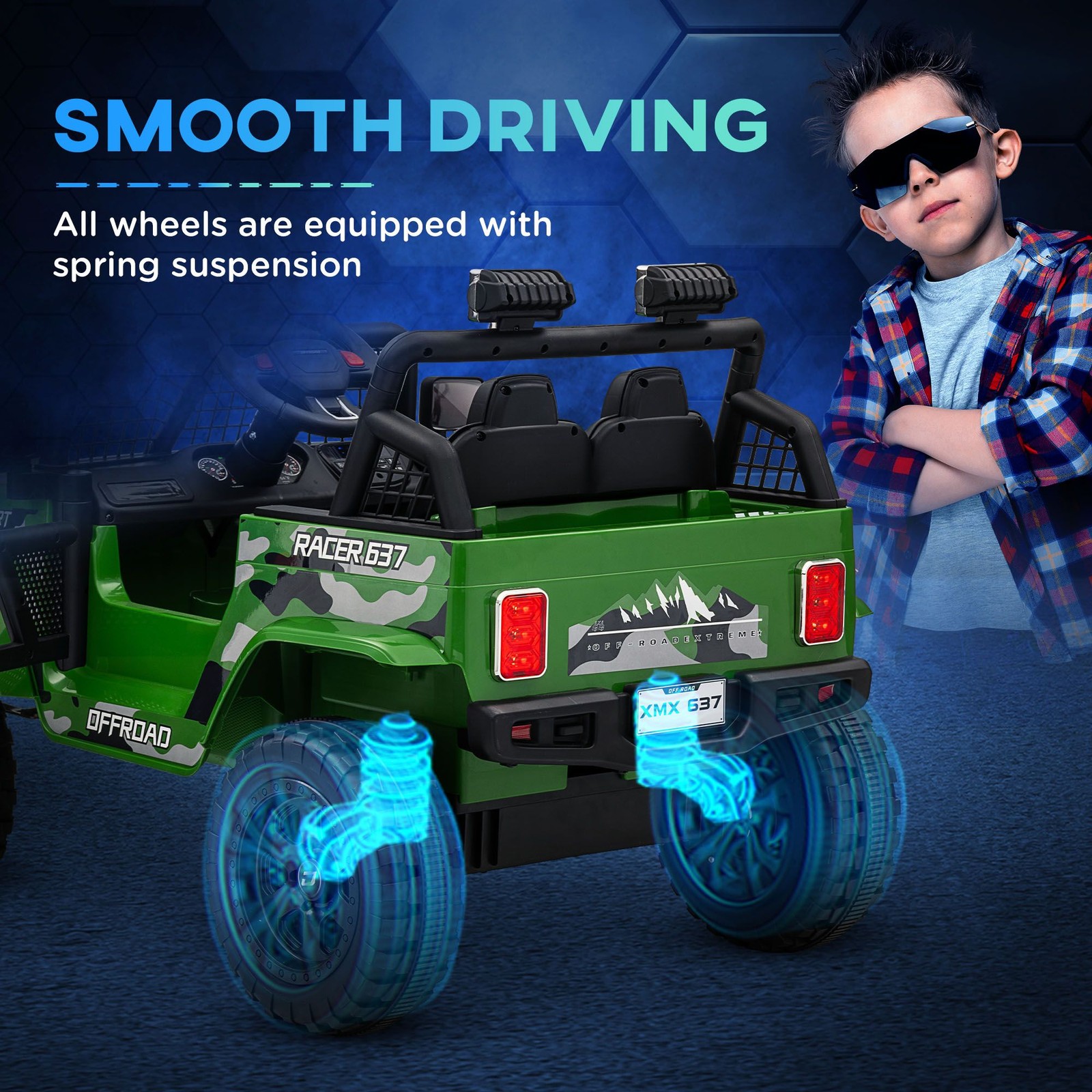 Toy Ride On Car 12V Twin Motors 4-Wheel Suspension 110lb Max Green