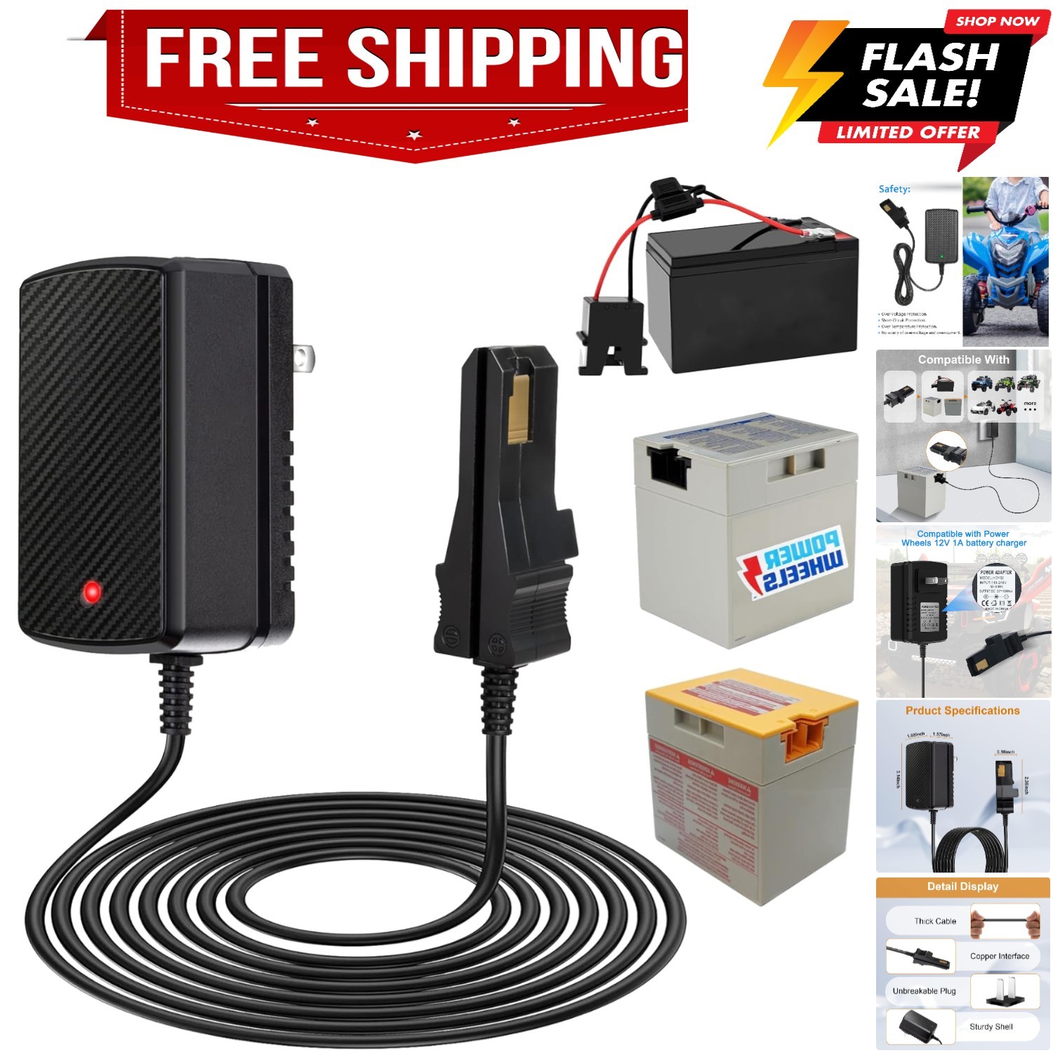 12V Battery Charger Replacement for Power Wheel Battery Charger for All Power…