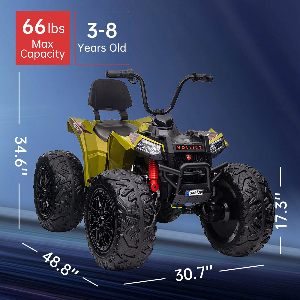 24V Kids ATV Ride on Car 4WD Quad Electric Vehicle w/EVA Tire Accelerator Handle