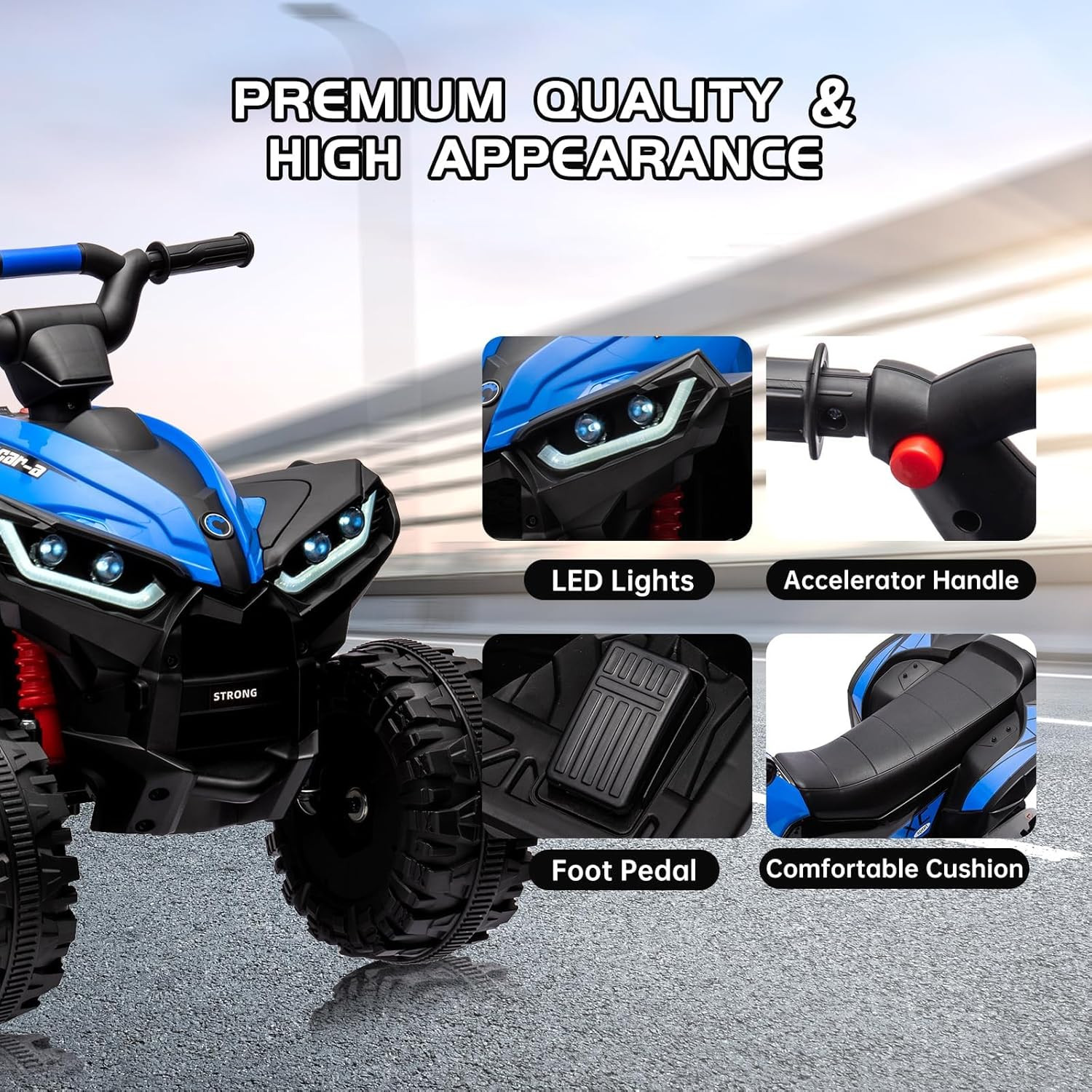 12V Kids Ride-On Electric ATV, 35W Doubal Motor 4-Wheeler Off-Road 4WD Car Toy,