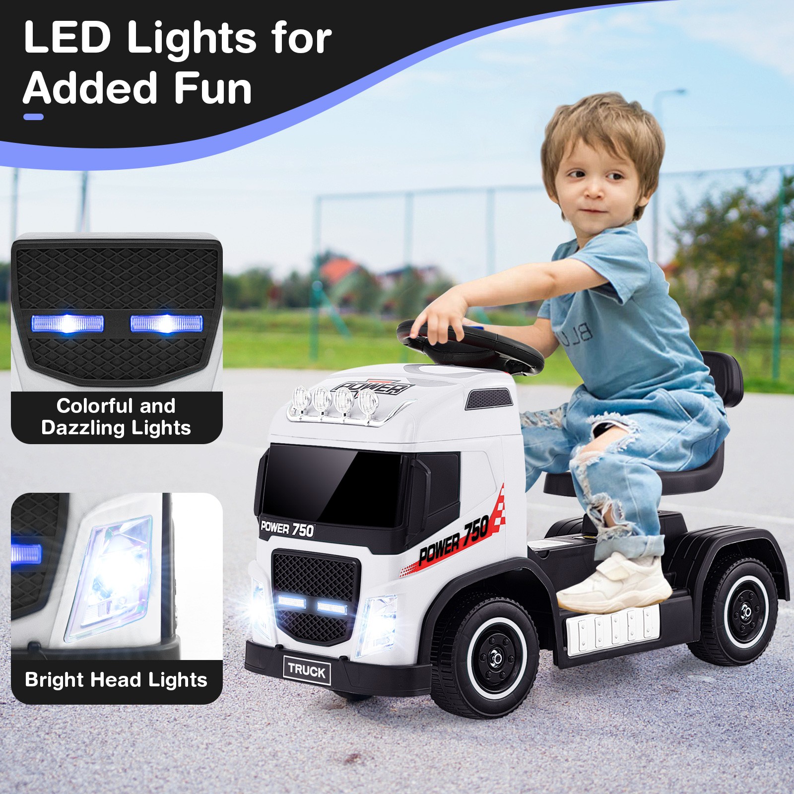 6V Kids Electric Ride-on Truck Battery Powered Ride-on Toy w/LED Lights