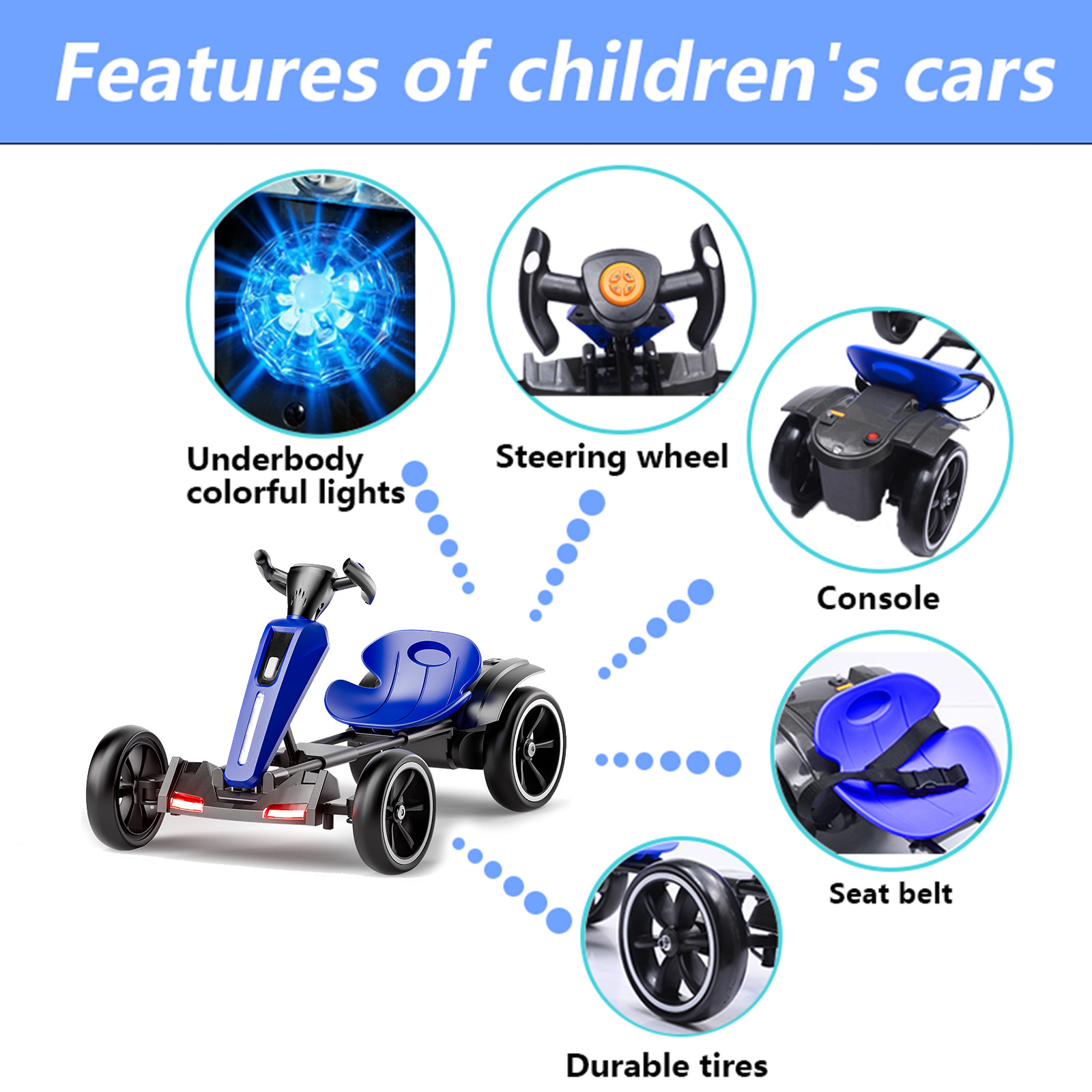 12V Kids Go Kart Electric Ride on Toy Adjustable Seat for Boys Girls 3-6 Years