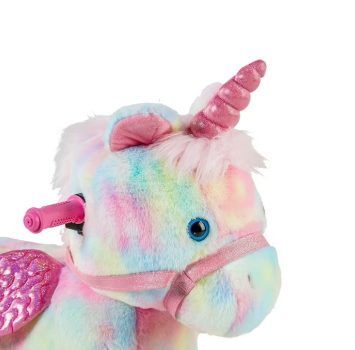 Dynacraft Unicorn 6V Plush Ride-On, Ages 18 Months-3 Years,With Pink Castle Tent