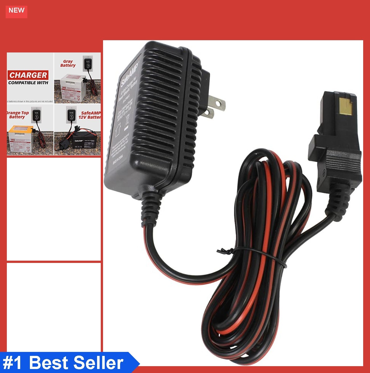 12V Ride On Battery Charger Gray Battery Orange Top Battery UL Listed 1A