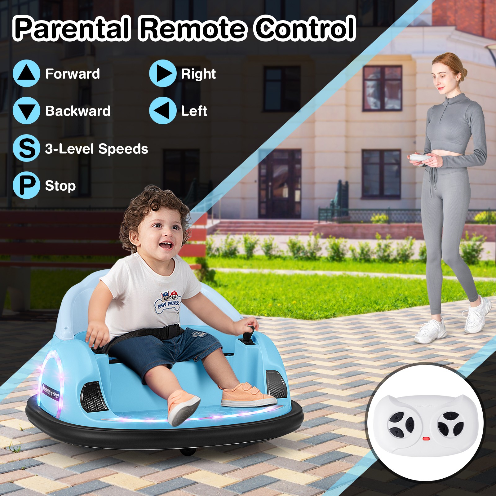 12V Electric 360° Spin Car Toy Ride on Bumper Car for Toddlers w/ Remote Control