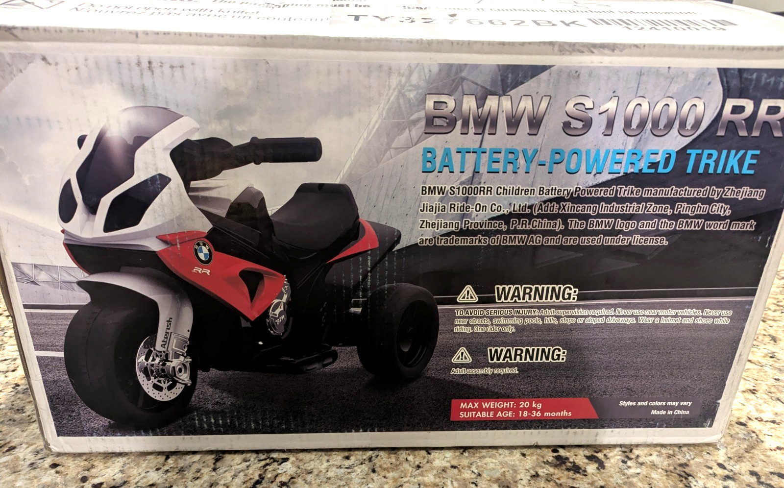 BMW S1000 RR Battery-Powered Trike Children age 18-36 months TY327662BK Black