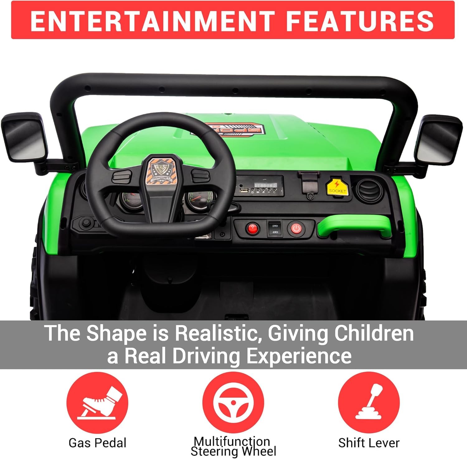 Kids 24V Ride On Dump Truck UTV Electric Ride On Car Toys Vehicles w/ Dump Bed
