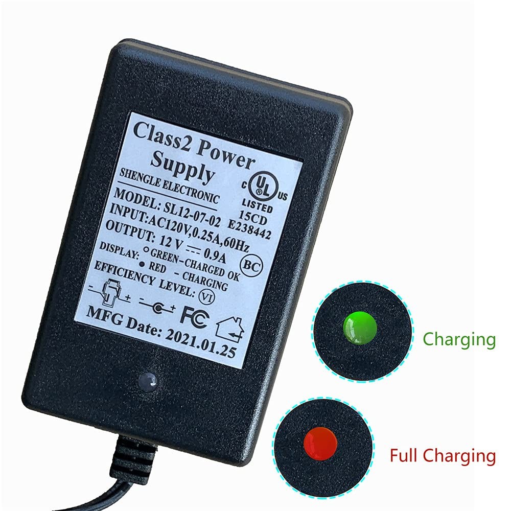 12V Child Ride-Ons Toys Charger SL12-07-02 12V0.9A Kids Electric Large, black