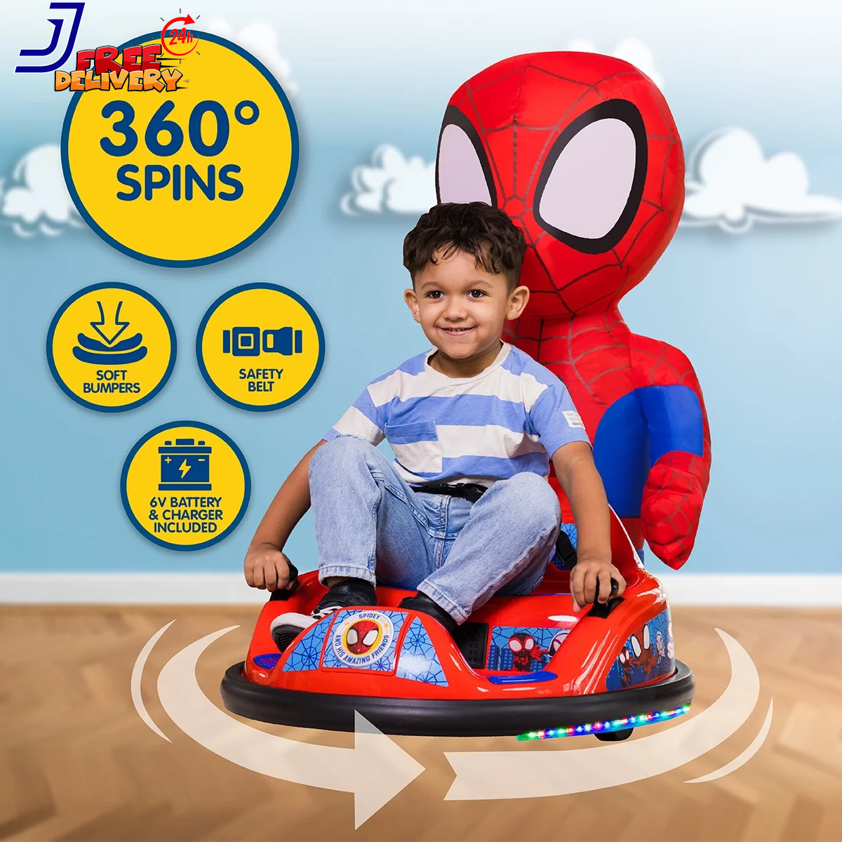 Spidey Imaginair 6V Ride-On Bumper Car with Inflatable Character FREE SHIPPING