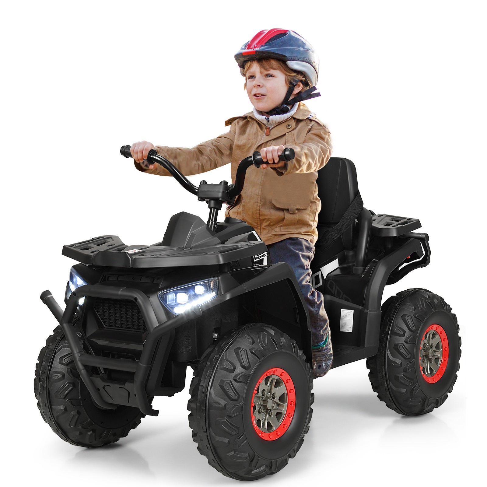 12V Kids Electric 4-Wheeler ATV Quad 2 Speeds Ride On Car w/MP3&LED Lights Black