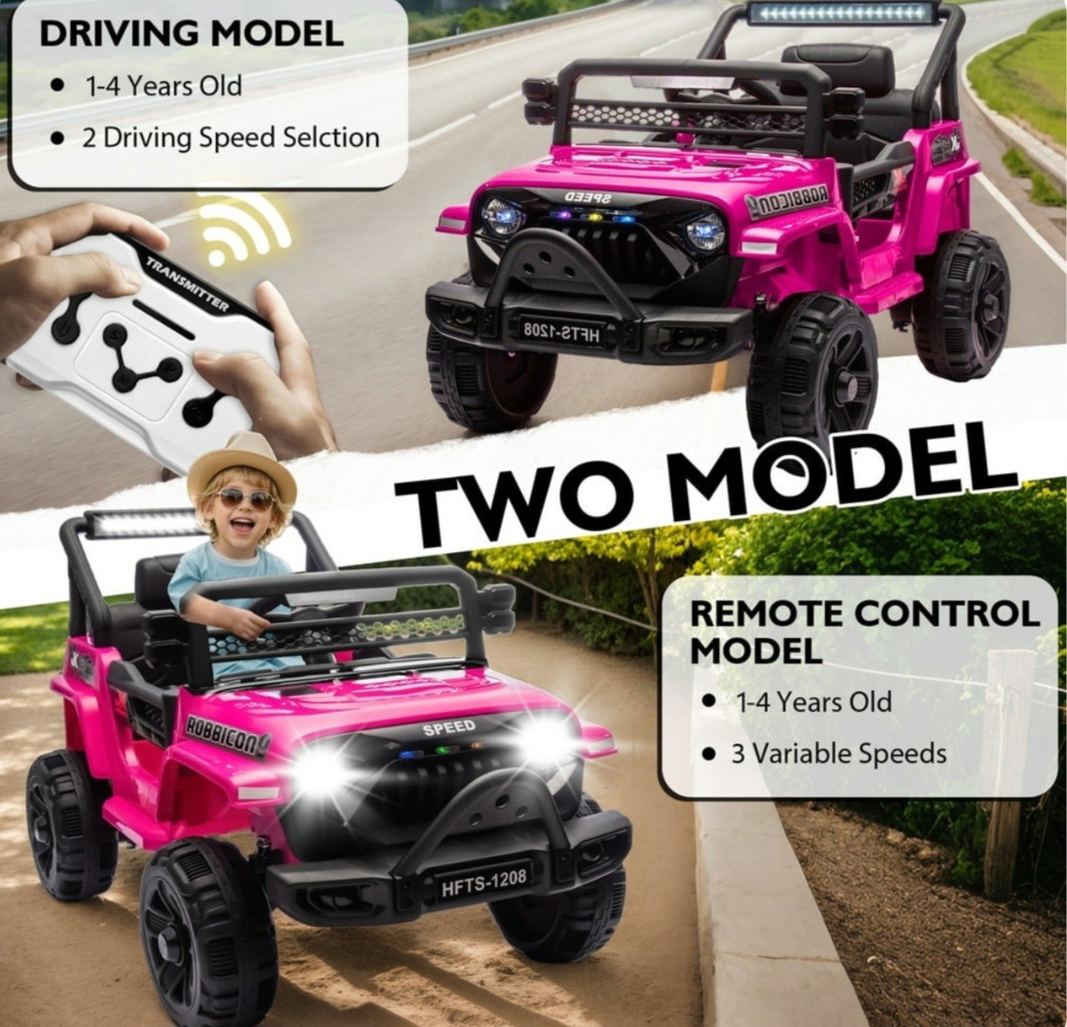 12V Kids Ride On Truck Car w/ Remote Control LED Lights USB Music Safety Belt