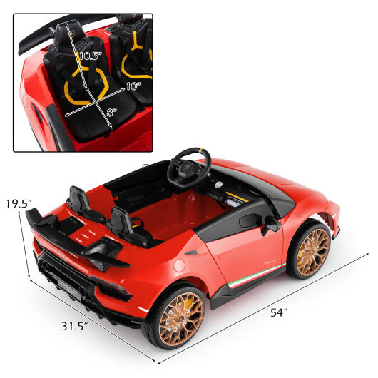 24V 2-Seater Kids Ride-On Car 4WD Licensed Lamborghini Electric Toy Vehicle Red