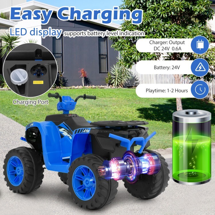 24V Battery Kids Ride-On Electric ATV Gift Toddlers With Wireless Connection