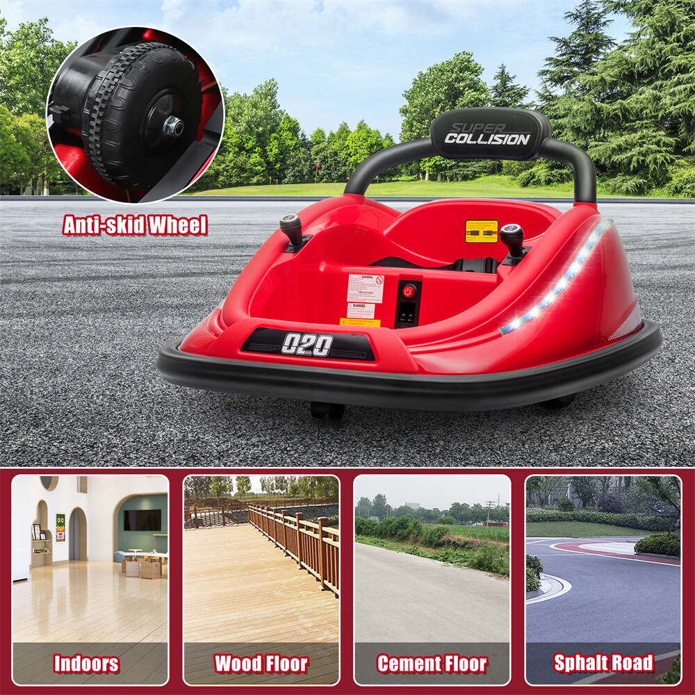12V Kids Ride On Car Bumper Electric 360° Spin Vehicle Toy Parent Remote Control