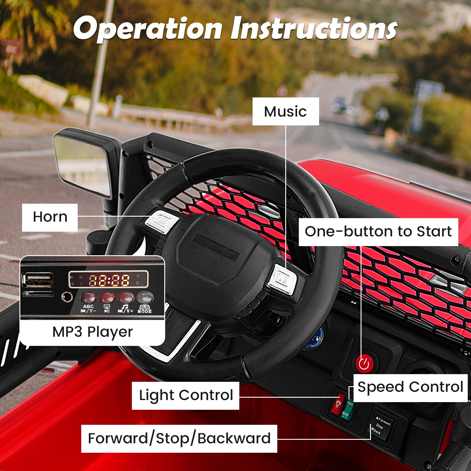 Kids 12V Ride On Truck Car Electric Vehicle Remote w/ Music & Light Red