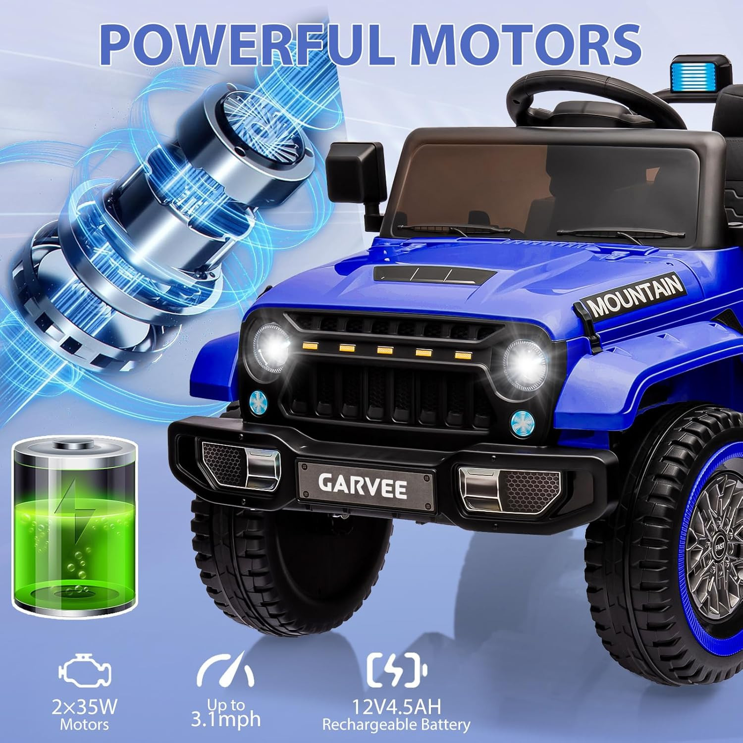 12V Kids Ride on Truck Car, Battery Powered Electric Vehicles with Remote Contro