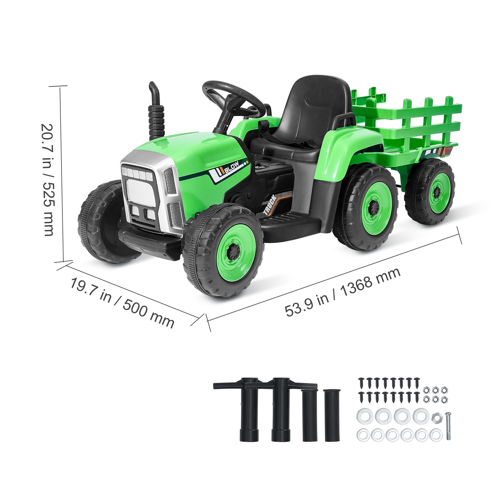VEVOR Kids Ride on Tractor 12V Electric Toy Tractor with Trailer Remote Control